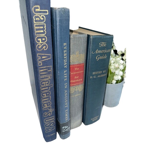 Vintage Decorative Books Shelf Staging Props Home Decor Set: BLUE OLD TONES - Picture 3 of 12